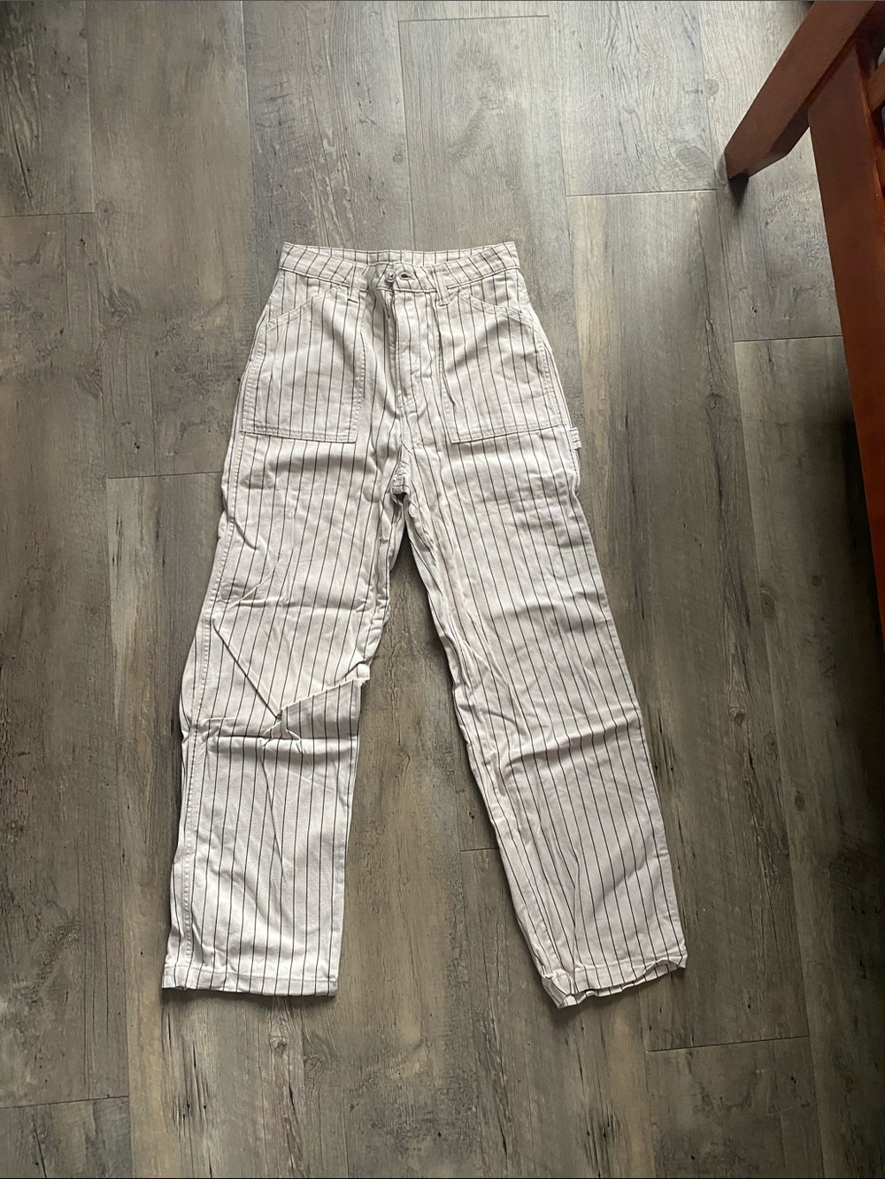 H&M White Wide-Leg Pinstripe Jeans